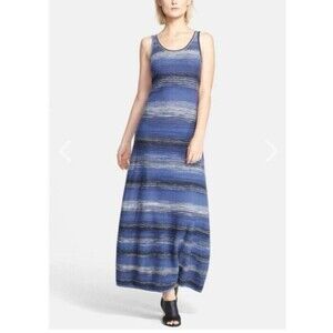 Vince Women’s Striped Cotton Space Dye Maxi Tank Dress Coastal Blue